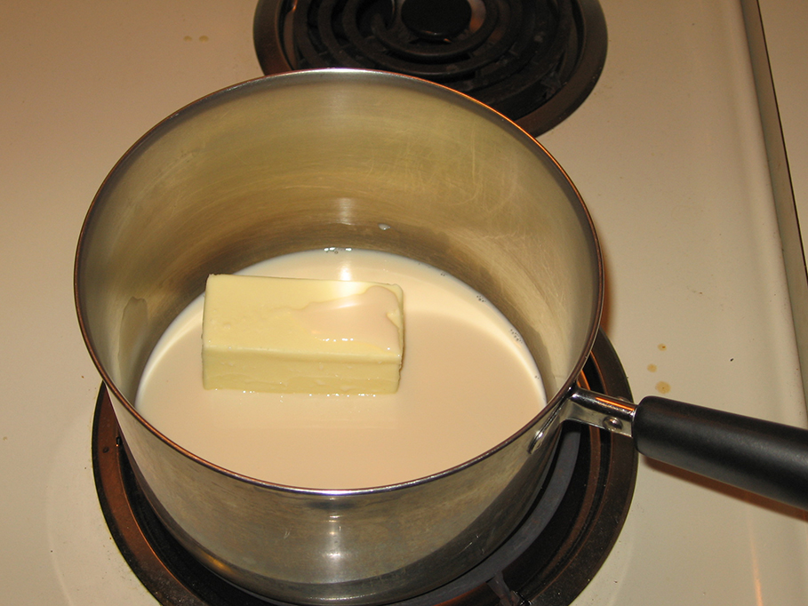Pot butter and evaporated milk